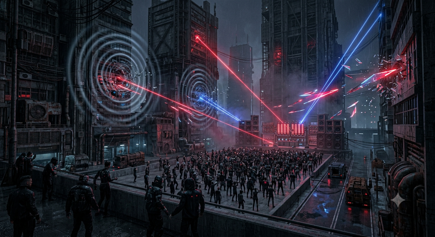 Атмосфера Tech Trance: индустриальный город, неон и агрессия